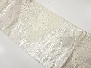 アンティーク　松皮菱に御所車・牡丹・梅模様織り出し袋帯（材料）